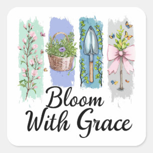 Adesivo Quadrado Bloom com a Arte Floral Grace Garden