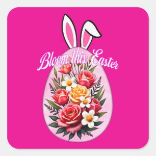 Adesivo Quadrado Bloom This Easter – Floral Easter Egg Autocolante
