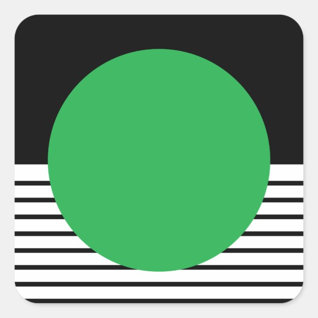 Adesivo Quadrado Bloqueio Branco Preto e Círculo Verde (Frente)