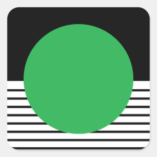 Adesivo Quadrado Bloqueio Branco Preto e Círculo Verde