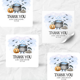 Adesivo Quadrado Blue Baby está a preparar o Halloween Baby Shower 