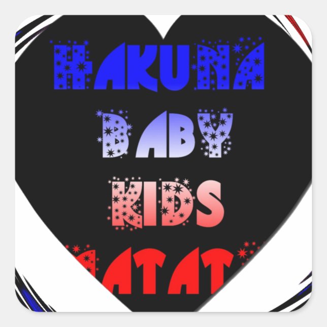 Adesivo Quadrado Blue Black Hakuna Matata Baby Kids Design.png (Frente)