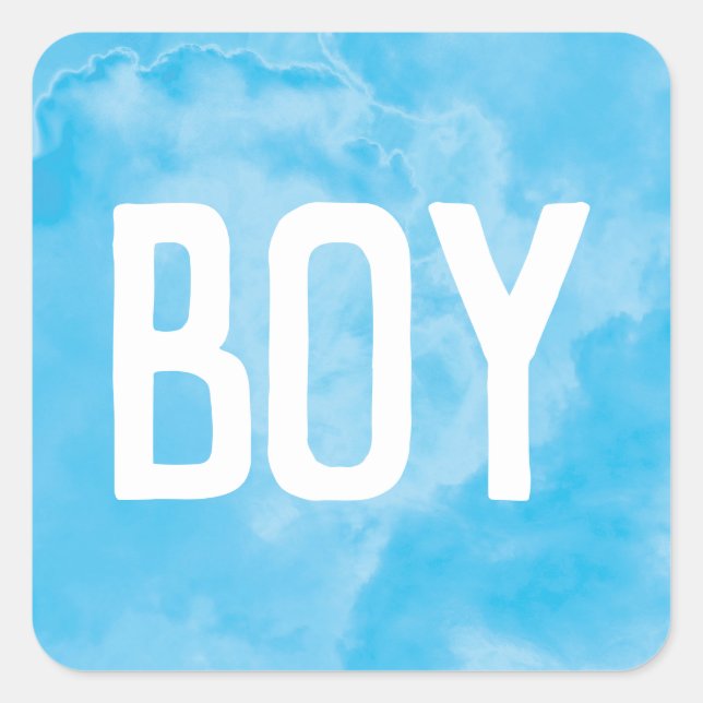 Adesivo Quadrado Blue Boy Baby Gender Reveal Smoeal Party (Frente)