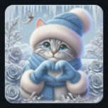 Adesivo Quadrado Blue Christmas Love Sticker<br><div class="desc">Enchimento/dádiva de excelente para qualquer amante de gatos</div>