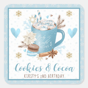 Adesivo Quadrado Blue Cookies e Cocoa 2º Aniversário