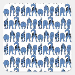 Adesivo Quadrado Blue Dog Butts Pattern