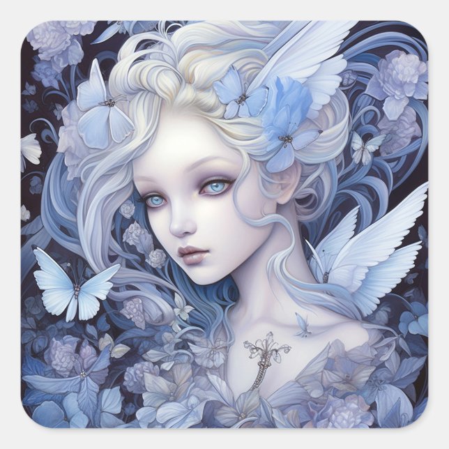 Adesivo Quadrado Blue Fairy Fantasy Art (Frente)