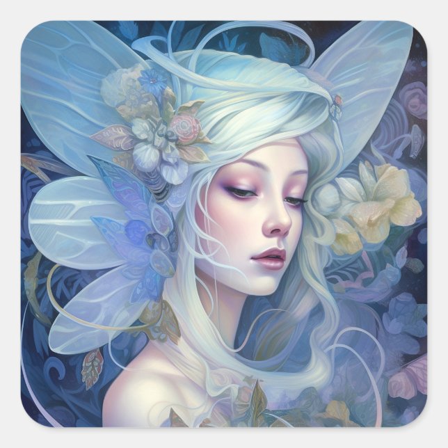 Adesivo Quadrado Blue Fairy Fantasy Art (Frente)