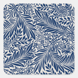 Adesivo Quadrado blue floral pattern with diverse leaves & blossoms
