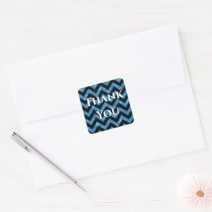 Adesivo Quadrado Blue Glitter Chevron Obrigado Stickers