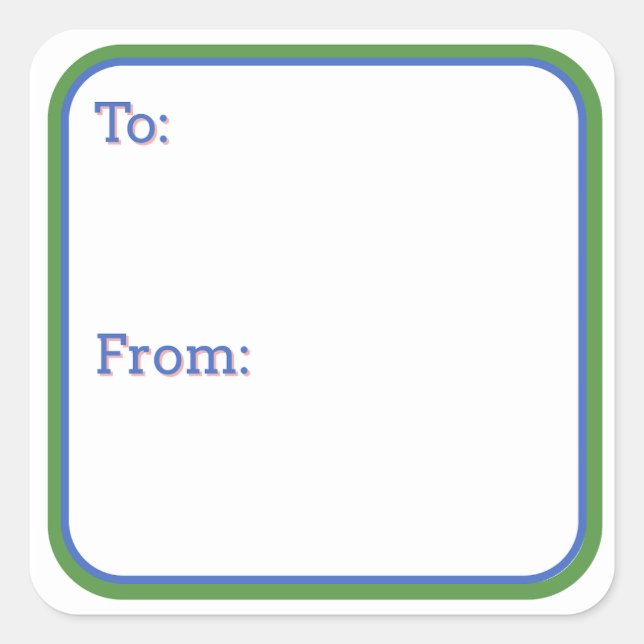 Adesivo Quadrado Blue & Green Gift  Sticker (Frente)