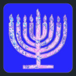 Adesivo Quadrado Blue Hanukkah Menorah 4Ruth<br><div class="desc">Você vai adorar decorar seus presentes com nossos adesivos menorah!</div>