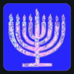 Adesivo Quadrado Blue Hanukkah Menorah 4Ruth<br><div class="desc">Você vai adorar decorar seus presentes com nossos adesivos menorah!</div>