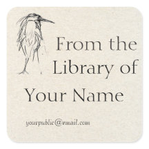 Blue Heron Sketch Bookplate