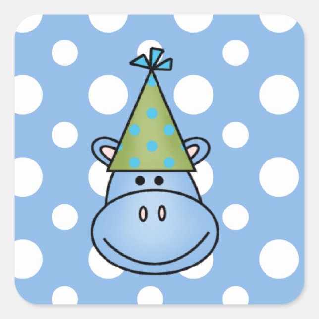 Adesivo Quadrado Blue Hippo Stickers (Frente)