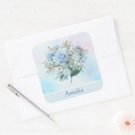 Adesivo Quadrado Blue Hydrangea Watercolor Stick