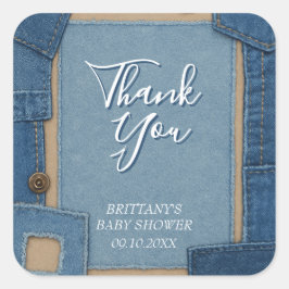 Adesivo Quadrado Blue Jean Baby Denim Baby Shower