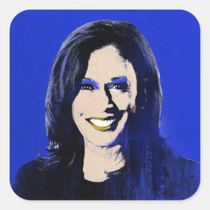Adesivo Quadrado Blue Kamala Harris Pop Art