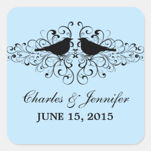 Adesivo Quadrado Blue Love Bird Swirls Stickers