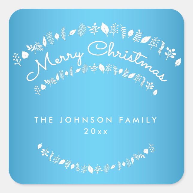 Adesivo Quadrado Blue Merry Christmas Square Stickers (Frente)