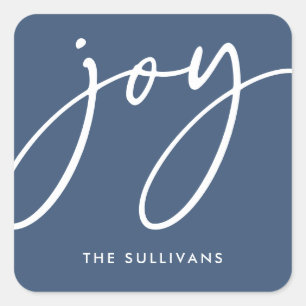 Adesivo Quadrado Blue Minimalist Joy Holiday Sticker