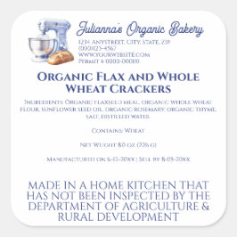 Adesivo Quadrado Blue Mixer Bread Bakery Pastry Chef Food Product