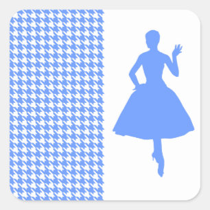 Adesivo Quadrado Blue Modern Houndstooth com Silhouette de Moda