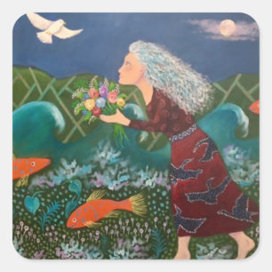 Adesivo Quadrado Blue Moon Bouquer