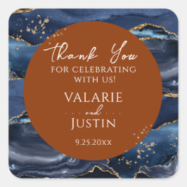 Adesivo Quadrado Blue Orange Agate Obrigado Stic Quadrado