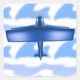 Adesivo Quadrado Blue Plane Aviation Blue Clouker