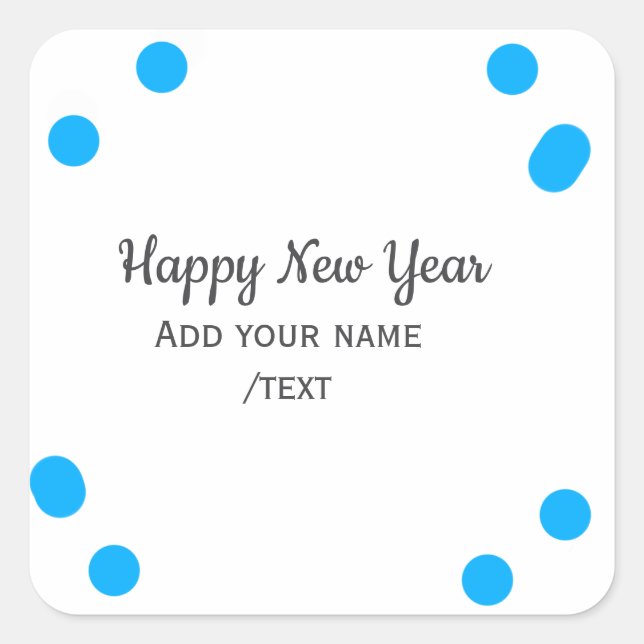 Adesivo Quadrado Blue polkadots happy new year add name messasimple (Frente)
