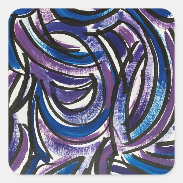 Adesivo Quadrado Blue Purple Brushstrokes (Frente)