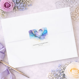 Adesivo Quadrado Blue Purple Gold Abstract Heart Wedding Sticker