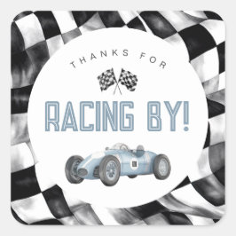 Adesivo Quadrado Blue Race Car Fast Um primeiro aniversario