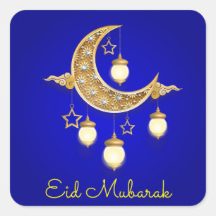 Adesivo Quadrado Blue Ramadan Kareem - Eid Mubarak
