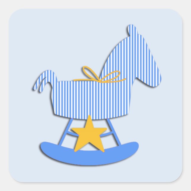 Adesivo Quadrado Blue Rocking Horse Baby Sticker (Frente)