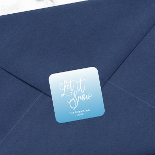 Adesivo Quadrado Blue Script que deixa nevar Feriado de inverno