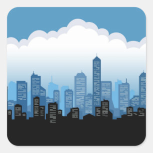 Adesivo Quadrado Blue Skys Cityscape