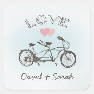 Adesivo Quadrado Blue Tandem Bicycle Love Sticker