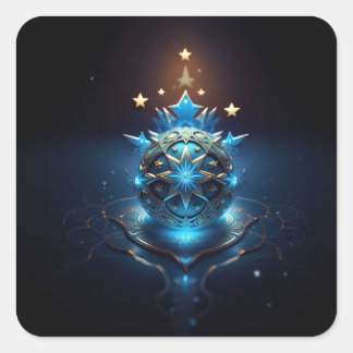 Adesivo Quadrado Blue White Fractal Design With Stars