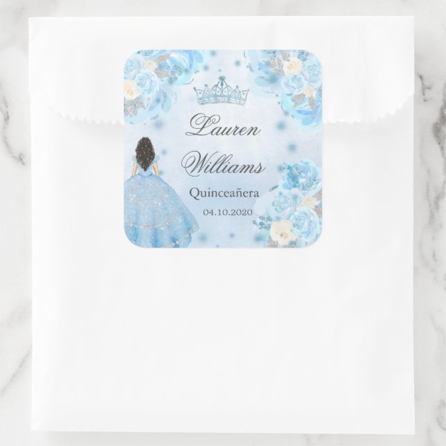Adesivo Quadrado Blue Winter Wonderland Quinceanera Sticker (Bolsa)