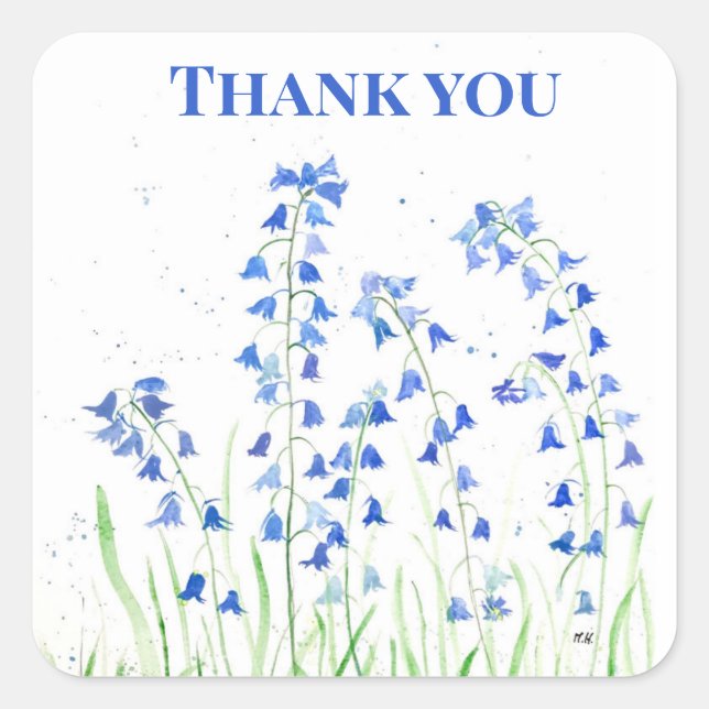 Adesivo Quadrado Bluebells Blue Floral Summer Botânica da Madeira
