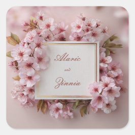 Adesivo Quadrado Blush Cherry Blossom Casamento
