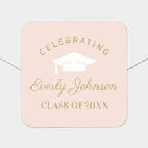 Blush Elegante e Graduação Personalizada Dourada