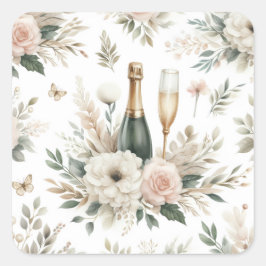 Adesivo Quadrado Blush Floral Champagne Stickers