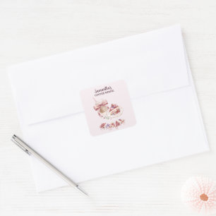 Adesivo Quadrado Blush Patisserie Café Marca Personalizada