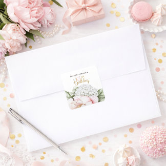 Adesivo Quadrado Blush Rosa Peônia Floral 25º Aniversário 