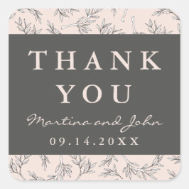 Adesivo Quadrado Blush Rustic Wreath Custom Obrigado