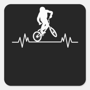 Adesivo Quadrado BMX Heartbeat Design Funny Rider Bicicleta Bicicle