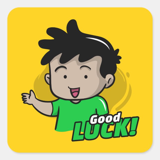 Adesivo Quadrado Boa Sorte Cartunista (Frente)